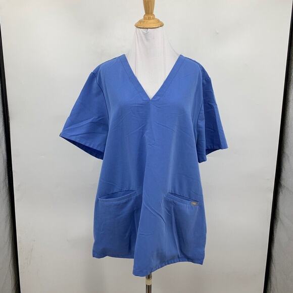Figs Top Womens 2XL XXL Casma Pockets Scrub Short Sleeve V Neck Medical Shirt - Picture 2 of 12